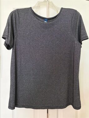 Old Navy Shimmery Charcoal Crew Neck Short Sleeve Tee